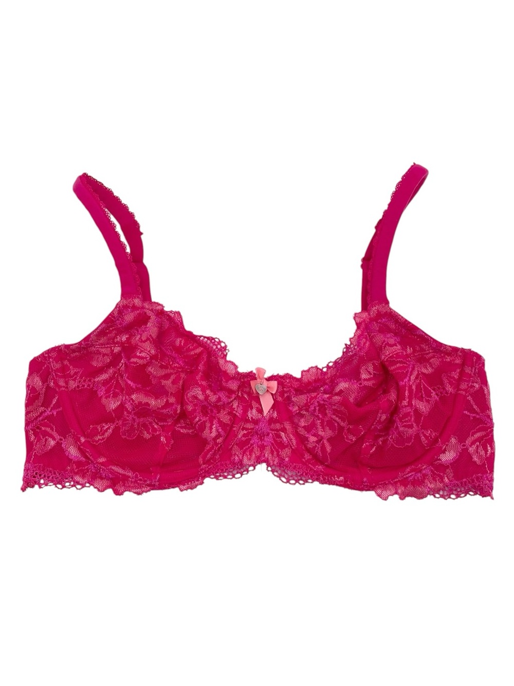 Victoria's Secret Body by Victoria Unlined Demi Bra Size 34D Bright Pink Lace